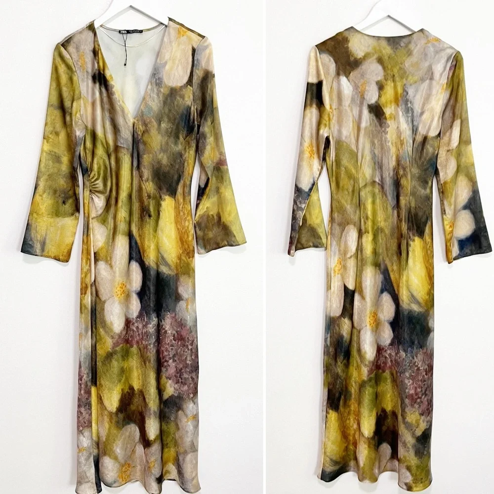 Zara Floral Maxi Dress - Green and Cream - Picture 4 of 13